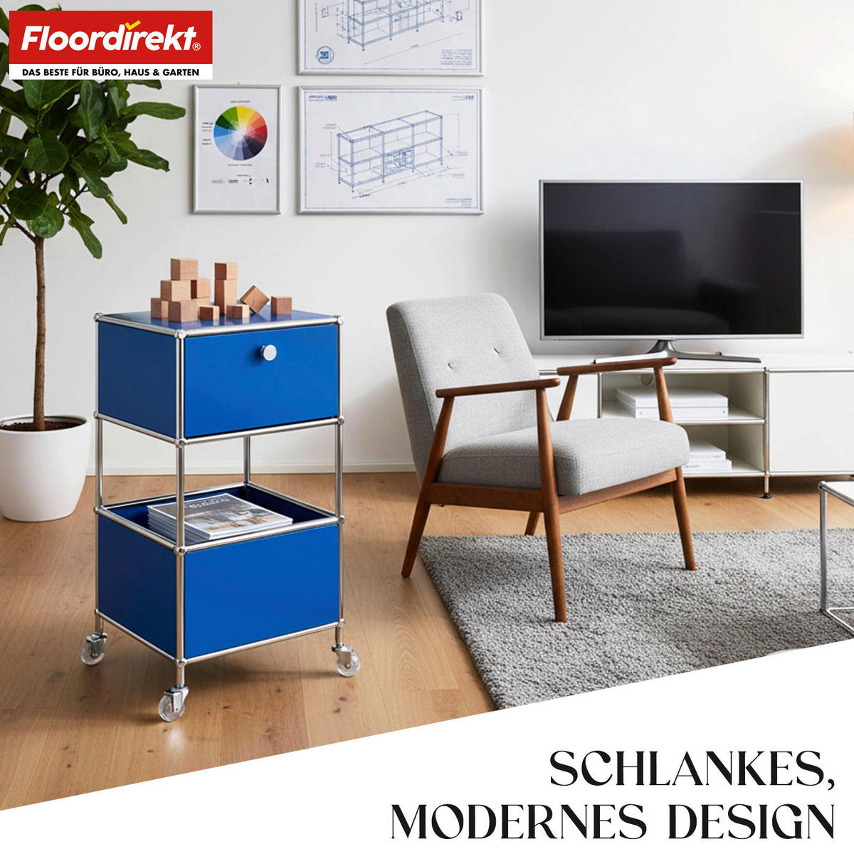 STANDREGAL Blau  - Blau, Basics, Metall (40/69/40cm) - Floordirekt