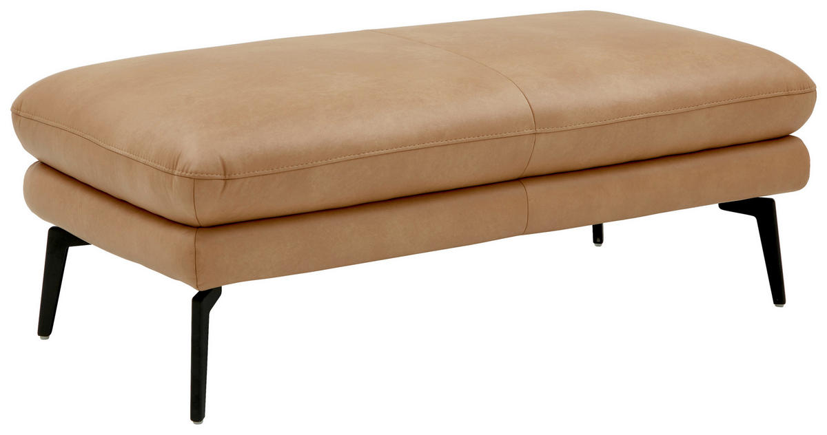 HOCKER in Leder Honig  - Schwarz/Honig, Design, Leder/Metall (133/48/68cm) - Dieter Knoll