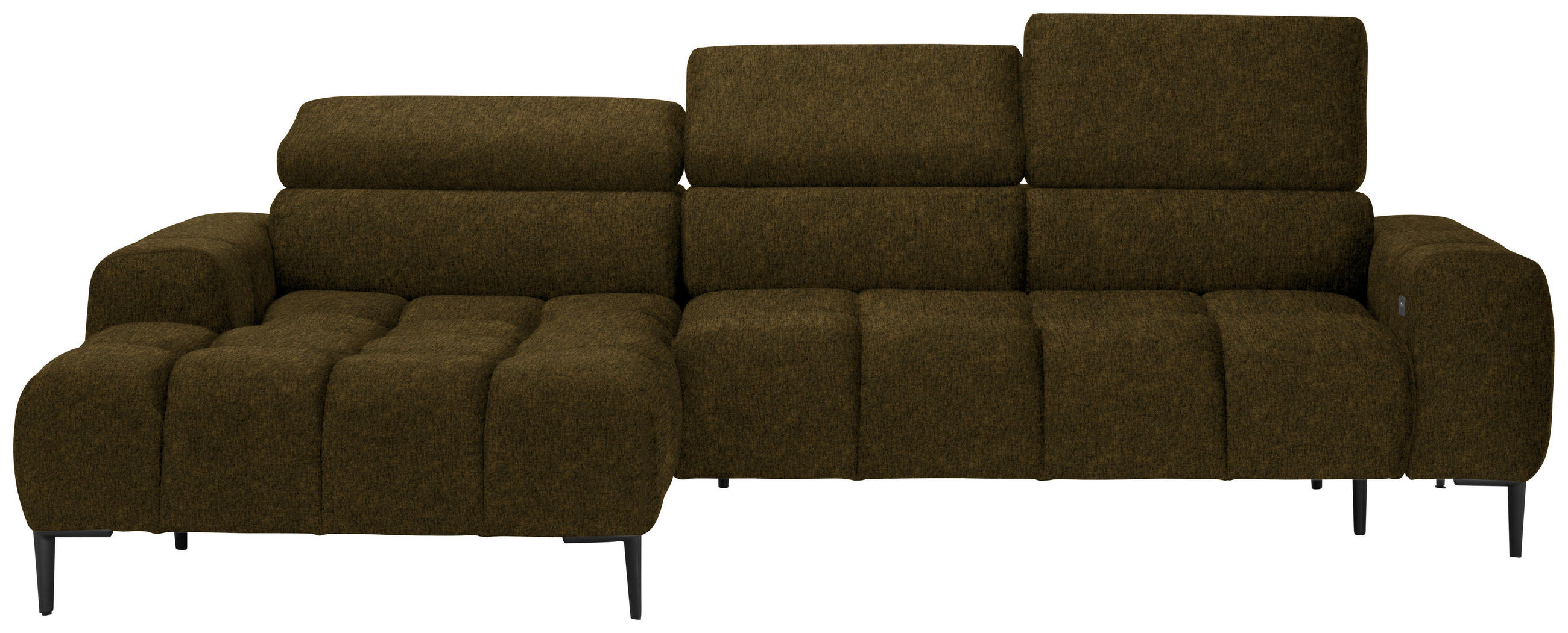 ECKSOFA Olivgrün Webstoff, Samt  - Schwarz/Olivgrün, Design, Textil/Metall (177/270cm) - Welnova