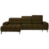 ECKSOFA in Samt, Webstoff Olivgrün  - Schwarz/Olivgrün, Design, Textil/Metall (177/270cm) - Welnova