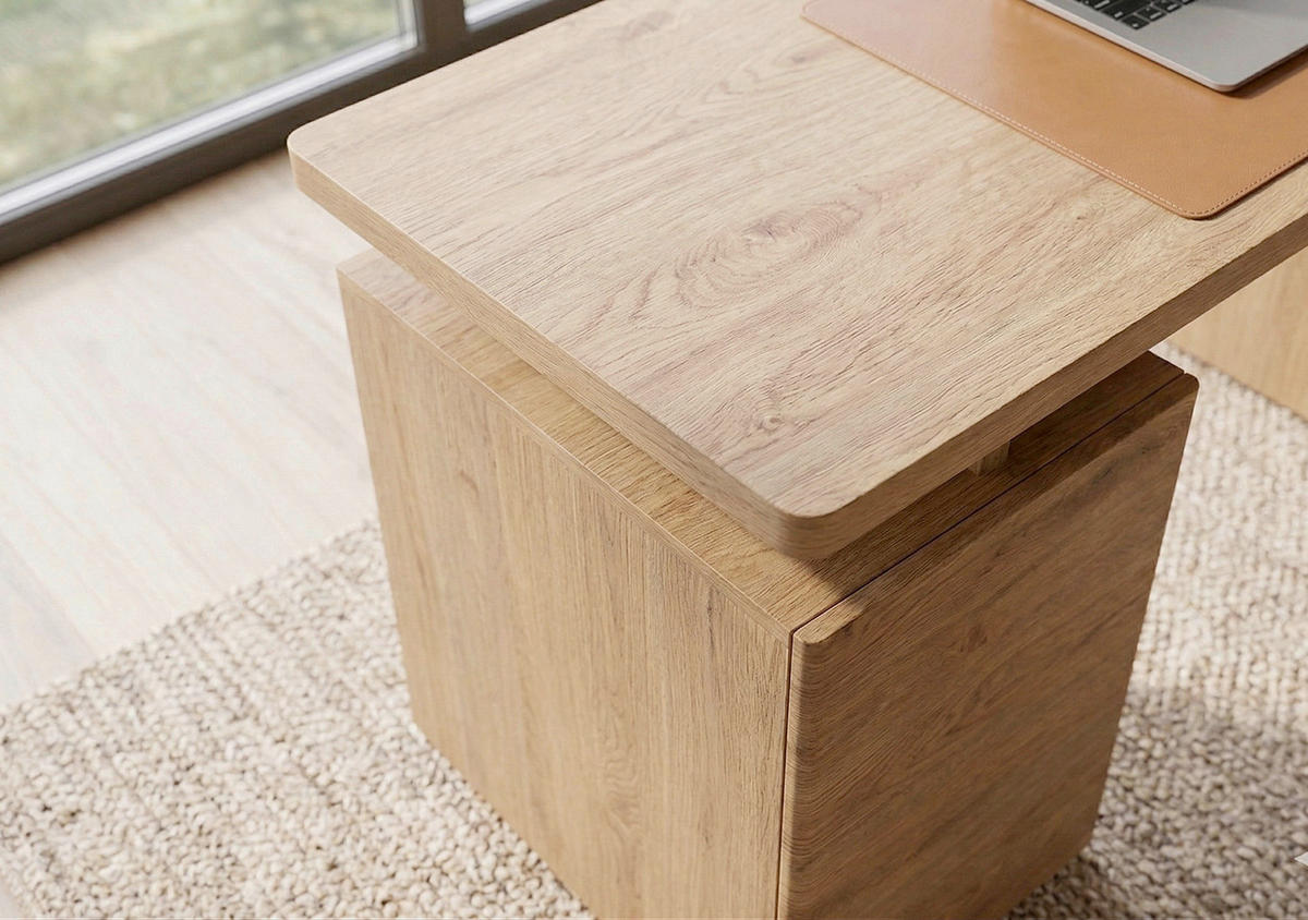 SCHREIBTISCH 150/55/75,5 cm Eichefarben Stauraum, seitenverkehrt montierbar, in verschiedenen Holz-Dekoren erhältlich  - Eichefarben, KONVENTIONELL, Holzwerkstoff (150/55/75,5cm) - MID.YOU