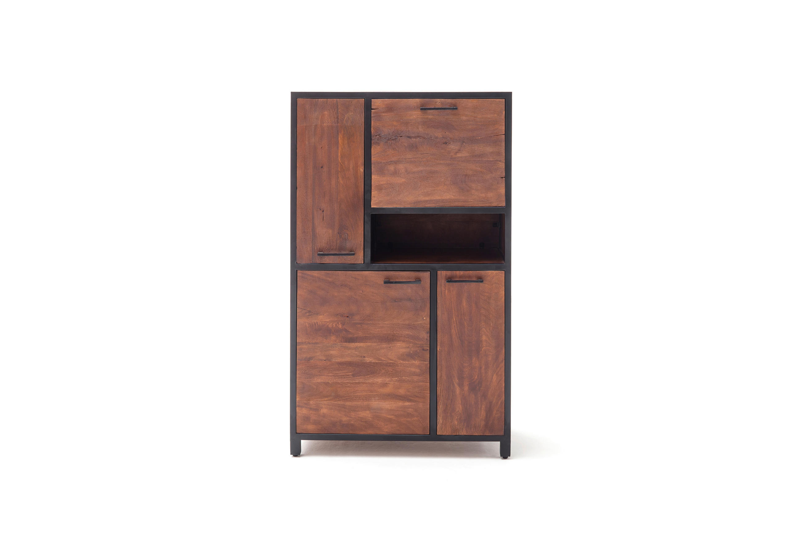 HIGHBOARD  in 88/145/40 cm  - Walnussfarben/Schwarz, LIFESTYLE, Holz/Metall (88/145/40cm) - Livetastic