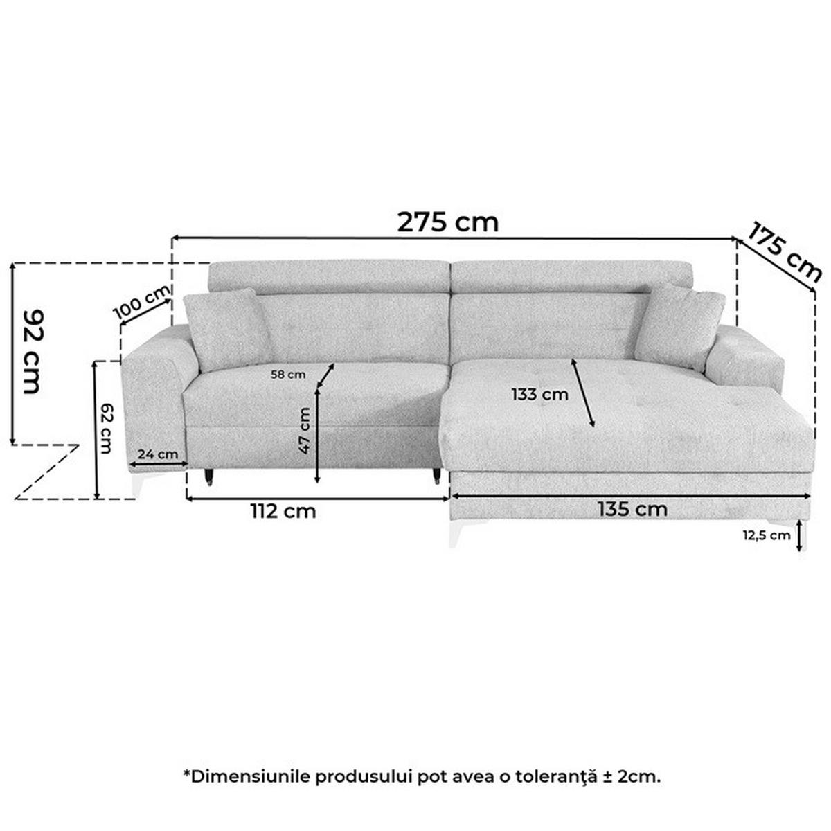 Colțar Extensibil, textil,  - gri, Design, textil (270/95/175cm) - Carryhome