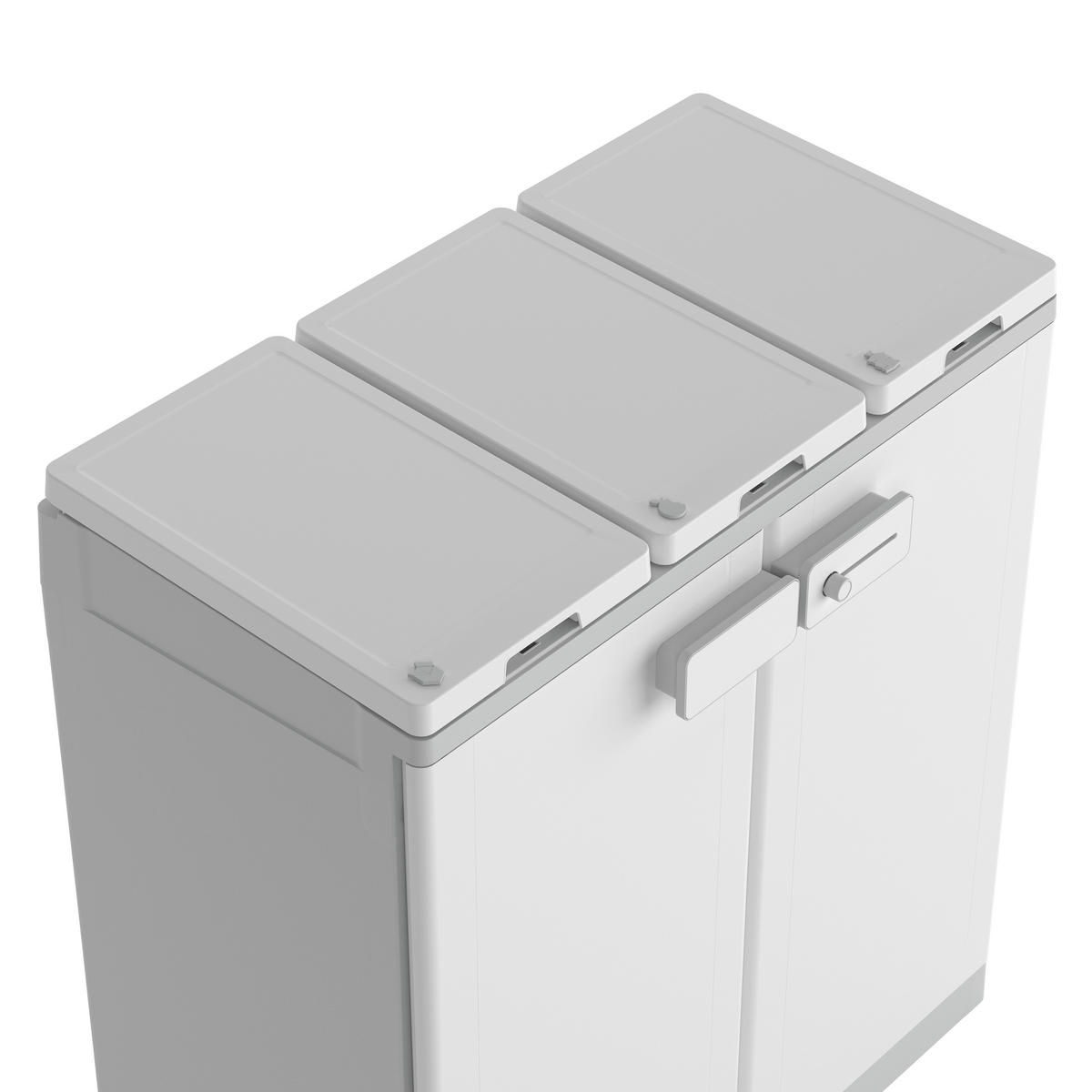 MÜLLTONNENBOX - Hellgrau/Weiß, Basics, Kunststoff (87/101/45cm) - MID.YOU