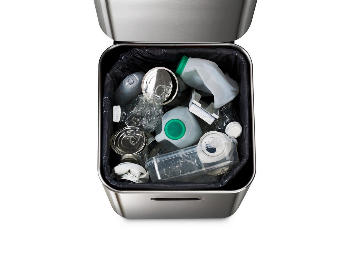 KOŠ ZA SMETI - srebrne barve, Basics, kovina/umetna masa (30/76/36,6cm) - Joseph Joseph