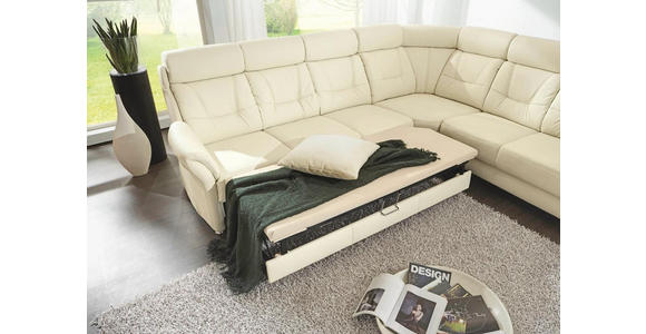 ECKSOFA in Echtleder Weiß  - Alufarben/Weiß, KONVENTIONELL, Leder/Metall (298/245cm) - Cantus