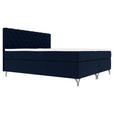 BOXSPRINGBETT 180/200 cm  in Dunkelblau  - Chromfarben/Dunkelblau, KONVENTIONELL, Textil/Metall (180/200cm) - Carryhome