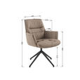 ARMLEHNSTUHL  in Aluminium, Eisen Echtleder pigmentiert  - Taupe/Schwarz, Design, Leder/Metall (65/92/67,5cm) - Novel
