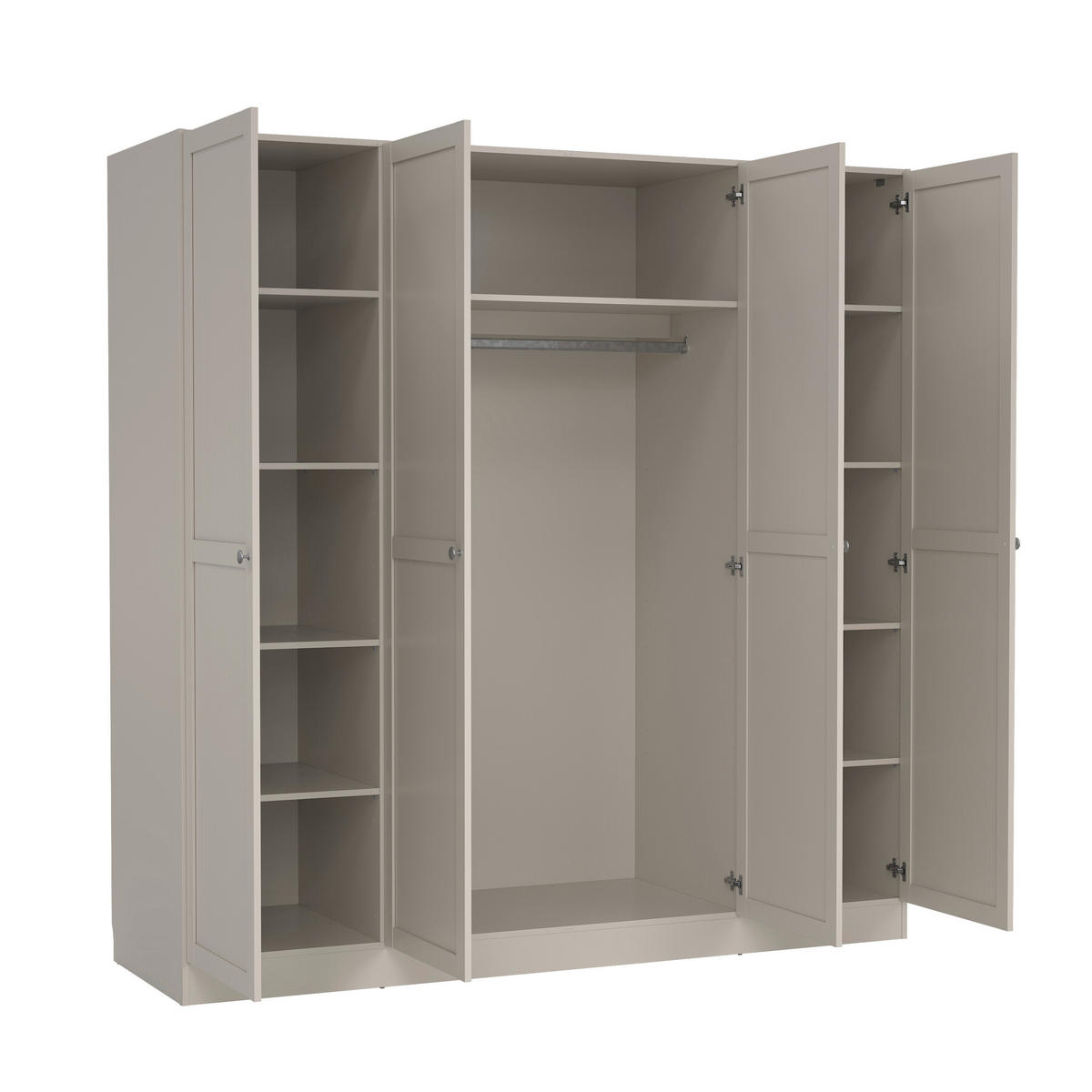 DREHTÜRENSCHRANK  in Kaschmir, 4-türig  - Kaschmir/Silberfarben, MODERN, Holz/Metall (195,5/200/61,7cm) - MID.YOU