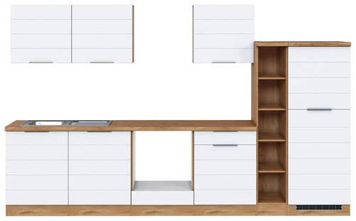 KÜCHENLEERBLOCK 330 cm   in Weiß, Eiche Wotan  - Eiche Wotan/Weiß, Design, Holzwerkstoff/Metall (330cm) - Held