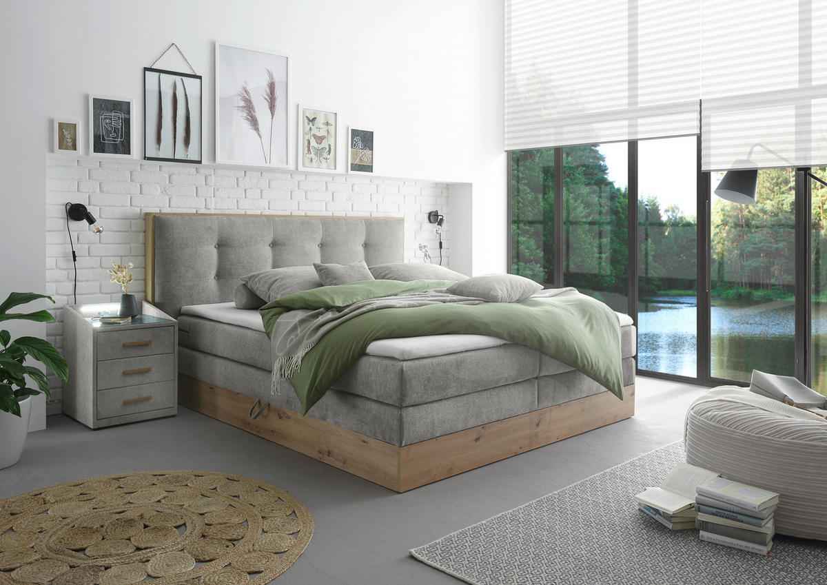BOXSPRING KREVET    180/200 cm  - svijetlo siva, Moderno, drvni materijal/drvo (180/200cm) - Livetastic