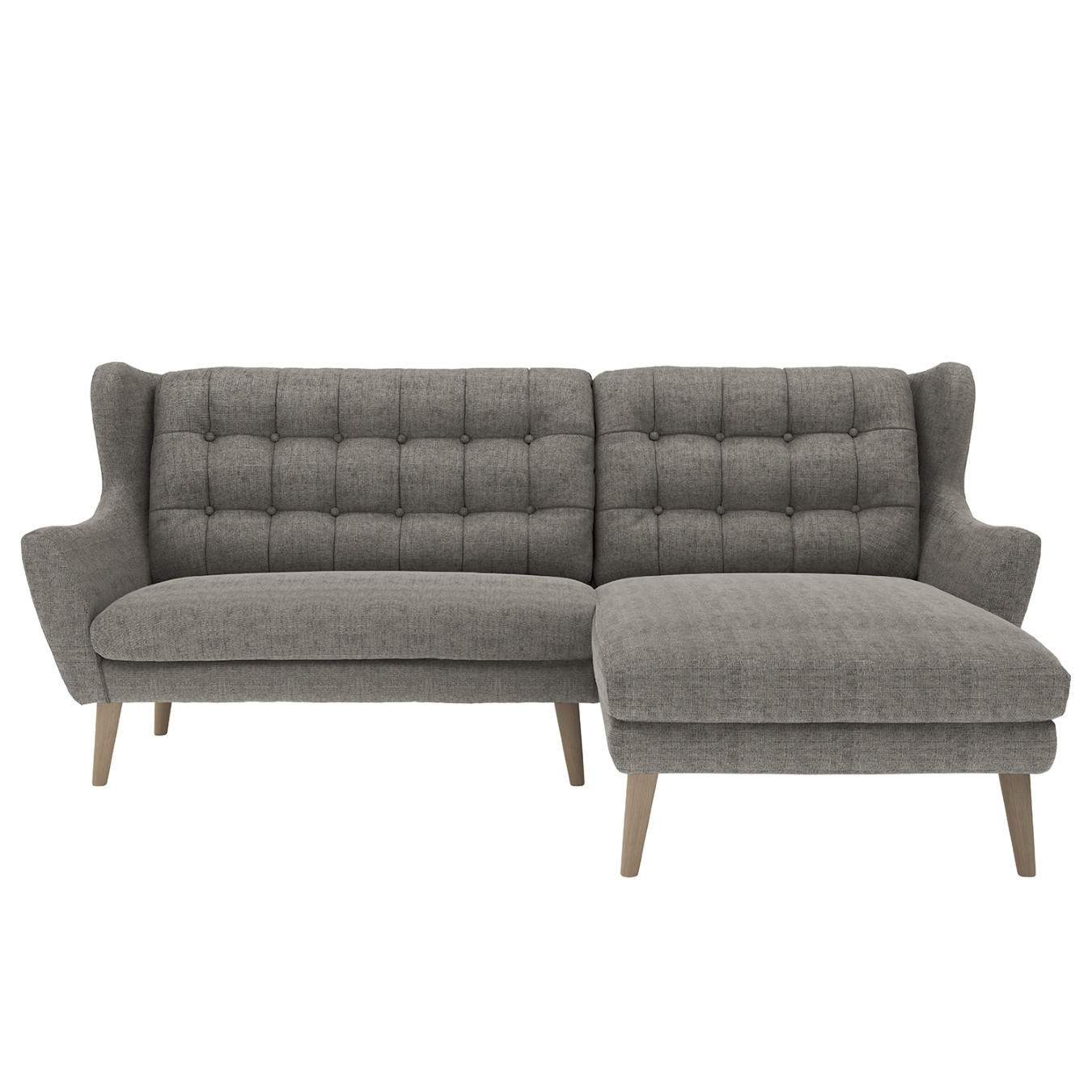 ECKSOFA in Webstoff Dunkelgrau  - Eichefarben/Dunkelgrau, Konventionell, Holz/Textil (173/107/250cm) - Trendmanufaktur
