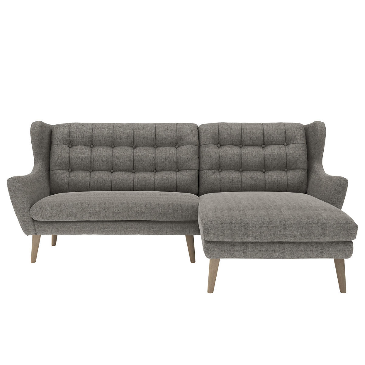 ECKSOFA in Webstoff Dunkelgrau  - Eichefarben/Dunkelgrau, Konventionell, Holz/Textil (173/107/250cm) - Trendmanufaktur