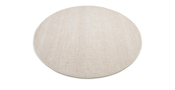 HANDWEBTEPPICH 150/150 cm Helsinki Naturfarben, Weiß rund  - Naturfarben/Weiß, Basics, Textil (150/150cm) - Linea Natura