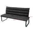 SITZBANK 180/94,5/70 cm Webstoff Anthrazit  - Anthrazit/Schwarz, Design, Textil/Metall (180/94,5/70cm) - Novel