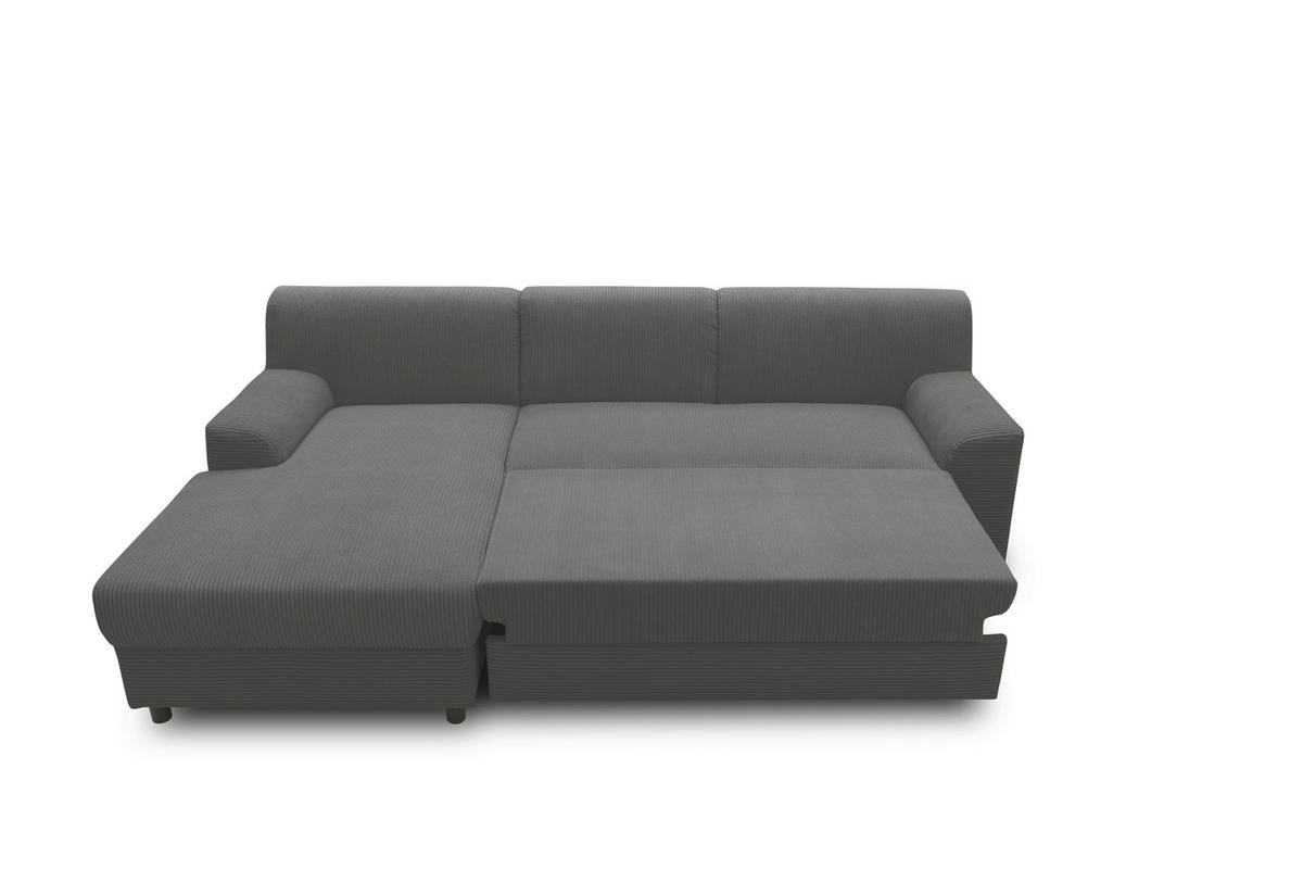 ECKSCHLAFSOFA  CAPRI 2 Grau Cord  - Schwarz/Grau, Basics, Kunststoff/Textil (146/241cm) - MID.YOU