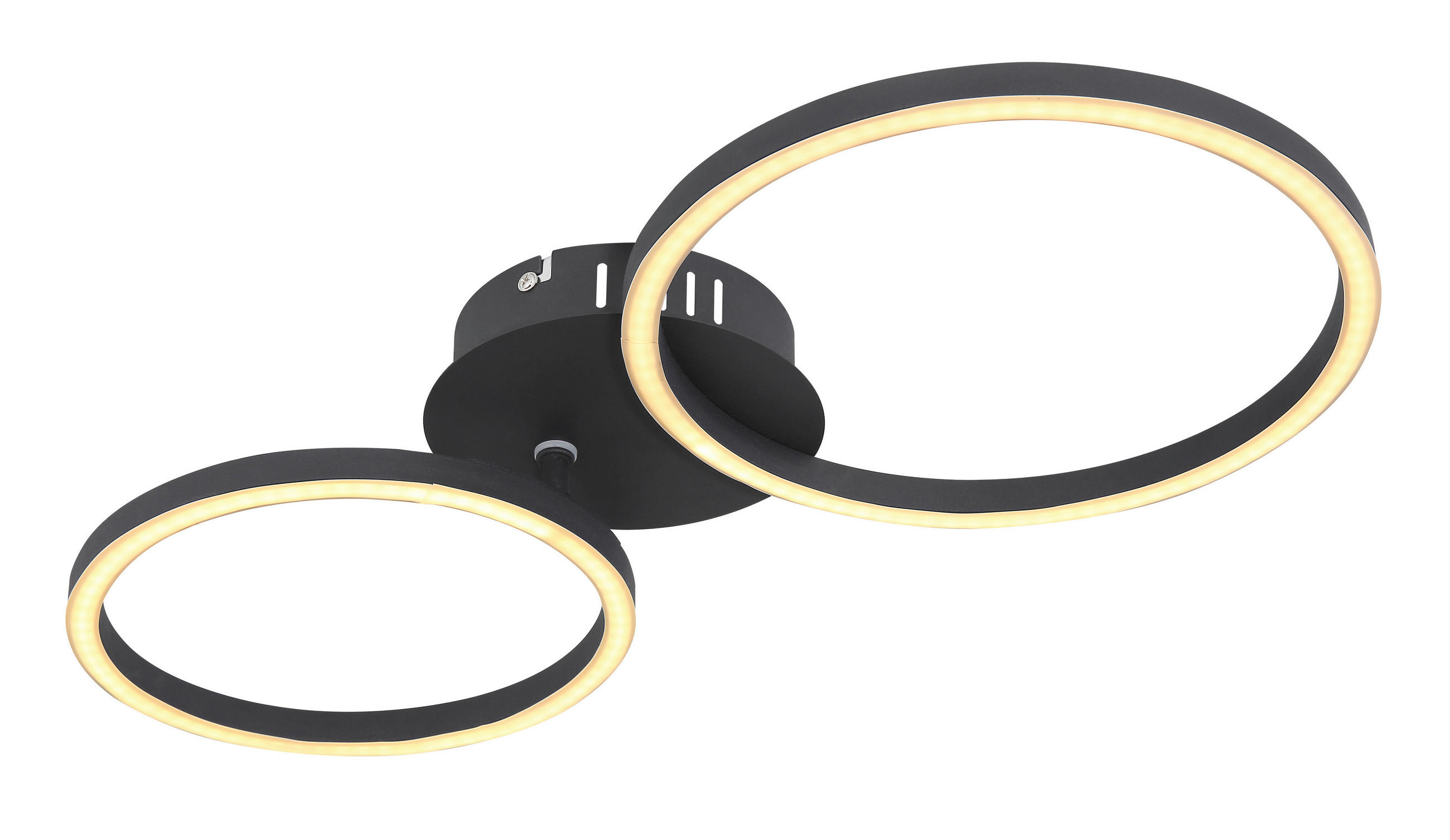 LED-DECKENLEUCHTE Kendy 49/25/7,2 cm - Opal/Schwarz, Basics, Kunststoff/Metall (49/25/7,2cm) - Globo