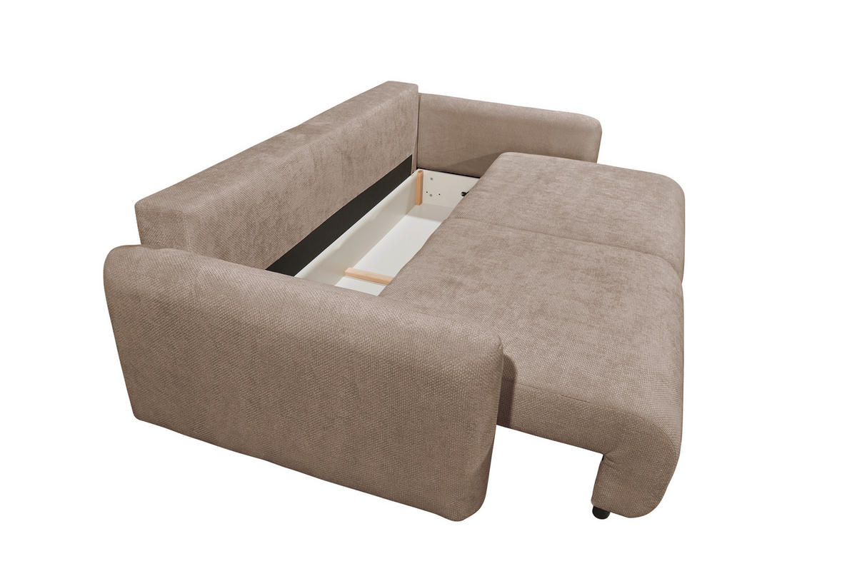 SCHLAFSOFA BUBBLE 2 Webstoff Taupe  inkl. Bettkasten  - Taupe/Schwarz, MODERN, Kunststoff/Textil (240/89/122cm) - MID.YOU