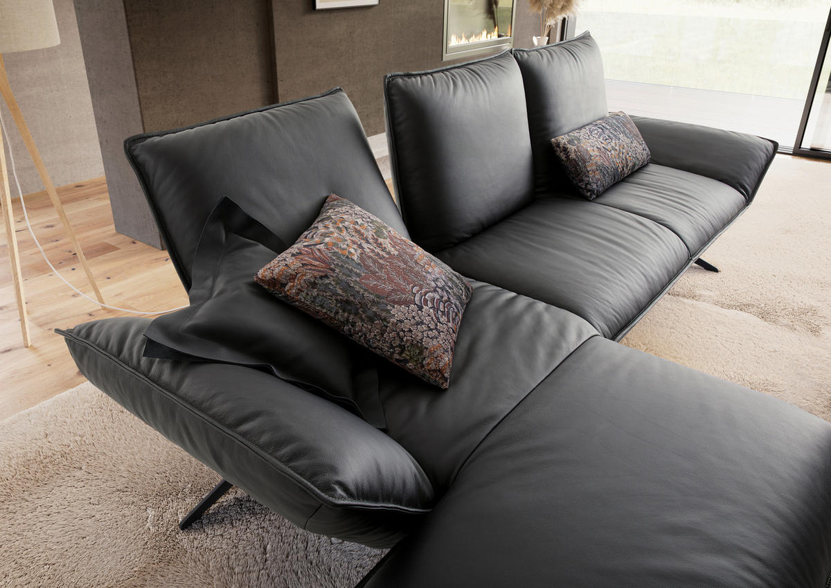 ECKSOFA  in Echtleder Anthrazit  275/167 cm  - Anthrazit/Schwarz, Design, Leder/Metall (275/167cm) - Koinor