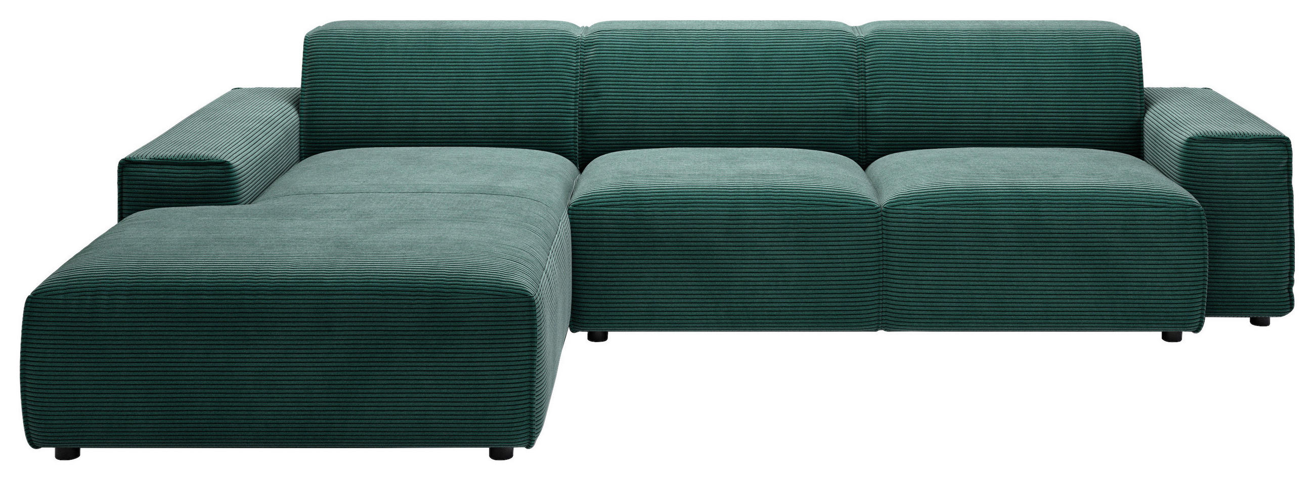 ECKSOFA in Cord Dunkelgrün  - Dunkelgrün/Schwarz, Design, Kunststoff/Textil (189/300cm) - Pure Home Lifestyle