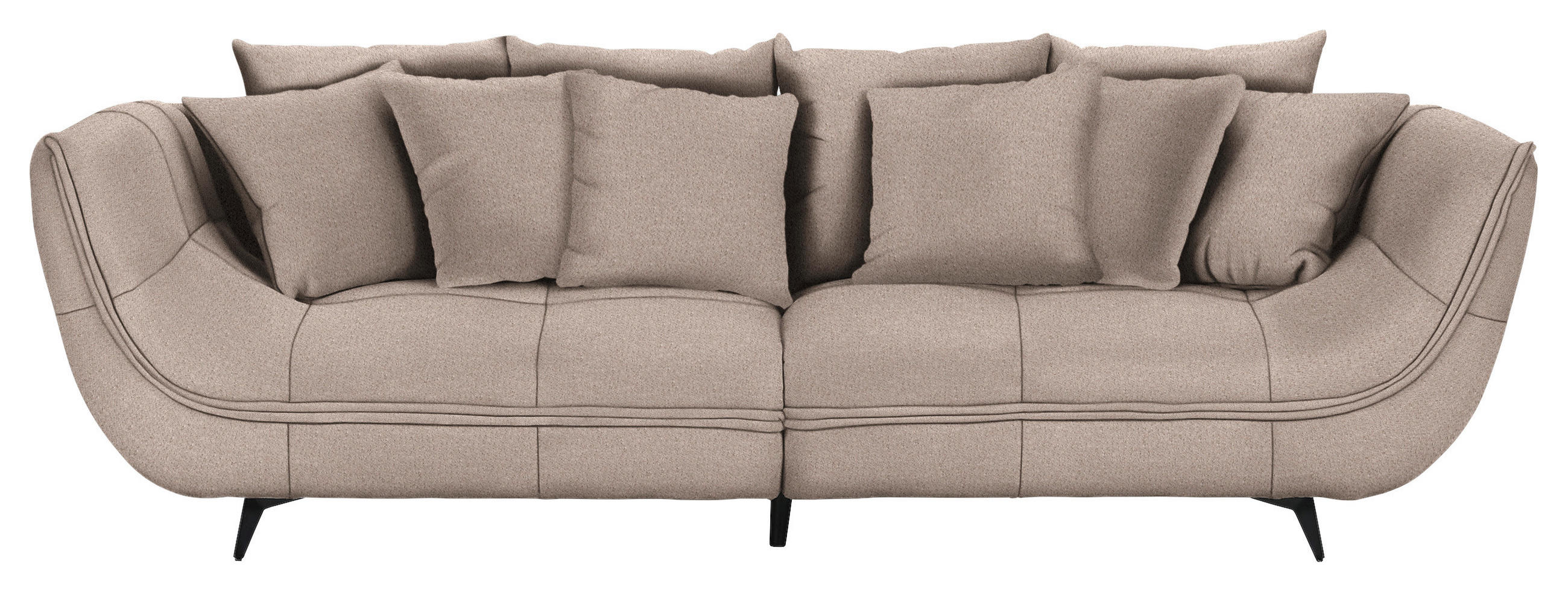 BIGSOFA Flachgewebe Hellbraun  - Hellbraun/Schwarz, Design, Textil/Metall (275/80/123cm) - Lomoco