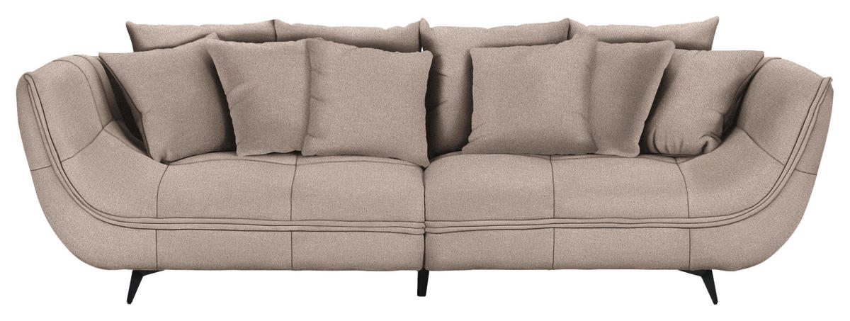 BIGSOFA Flachgewebe Hellbraun  - Hellbraun/Schwarz, Design, Textil/Metall (275/80/123cm) - Lomoco