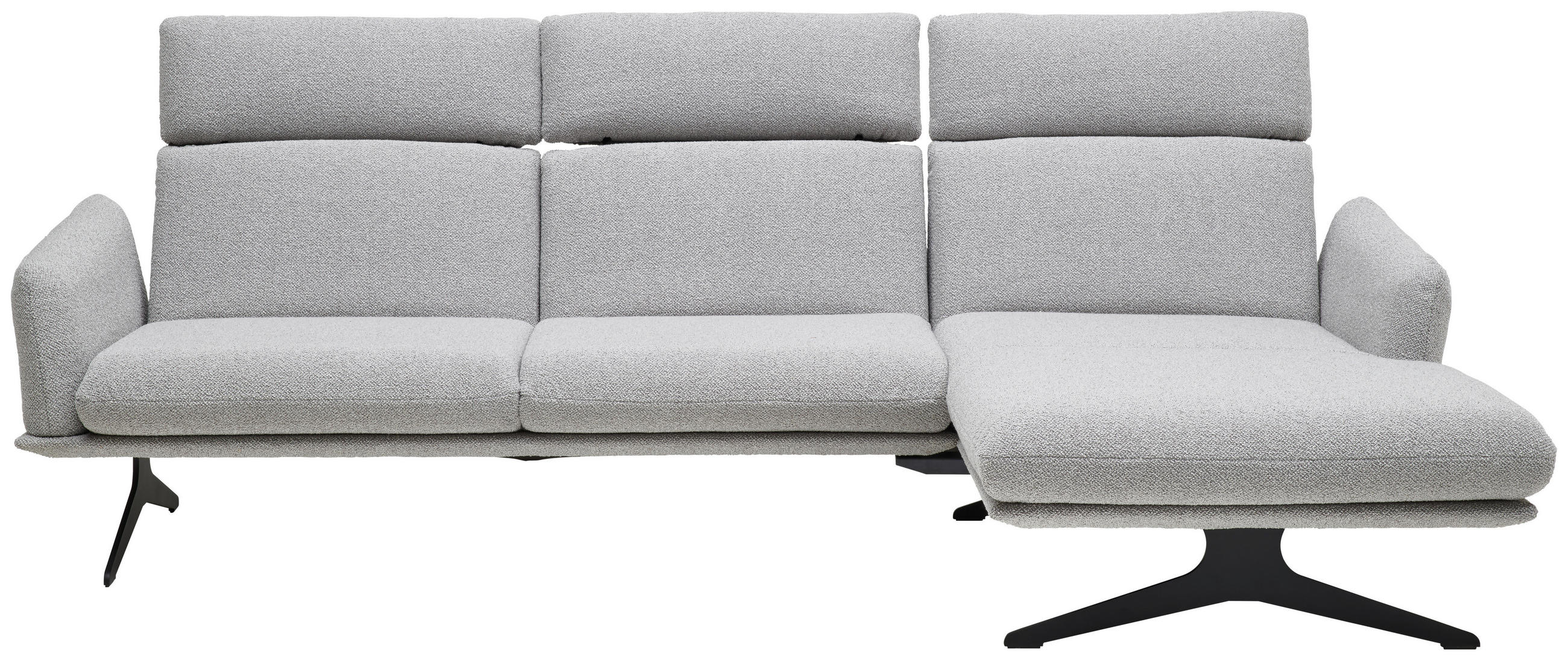 ECKSOFA in Flachgewebe Hellgrau  - Hellgrau/Schwarz, Design, Textil/Metall (259/152cm) - Dieter Knoll