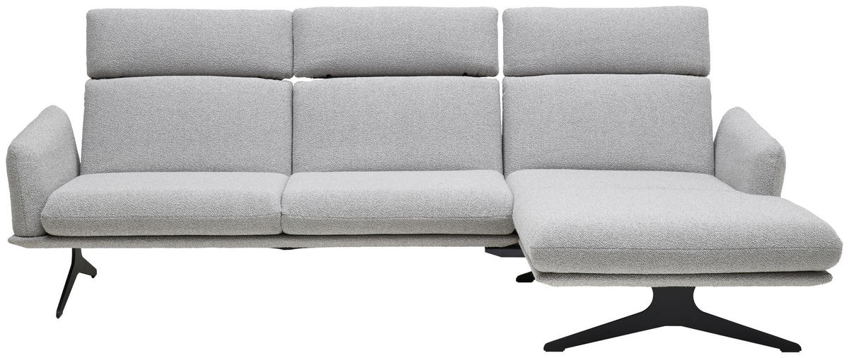 ECKSOFA in Flachgewebe Hellgrau  - Hellgrau/Schwarz, Design, Textil/Metall (259/152cm) - Dieter Knoll