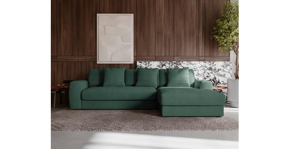 ECKSOFA in Cord Waldgrün  302/182 cm  - Waldgrün/Schwarz, MODERN, Kunststoff/Textil (302/182cm) - Carryhome