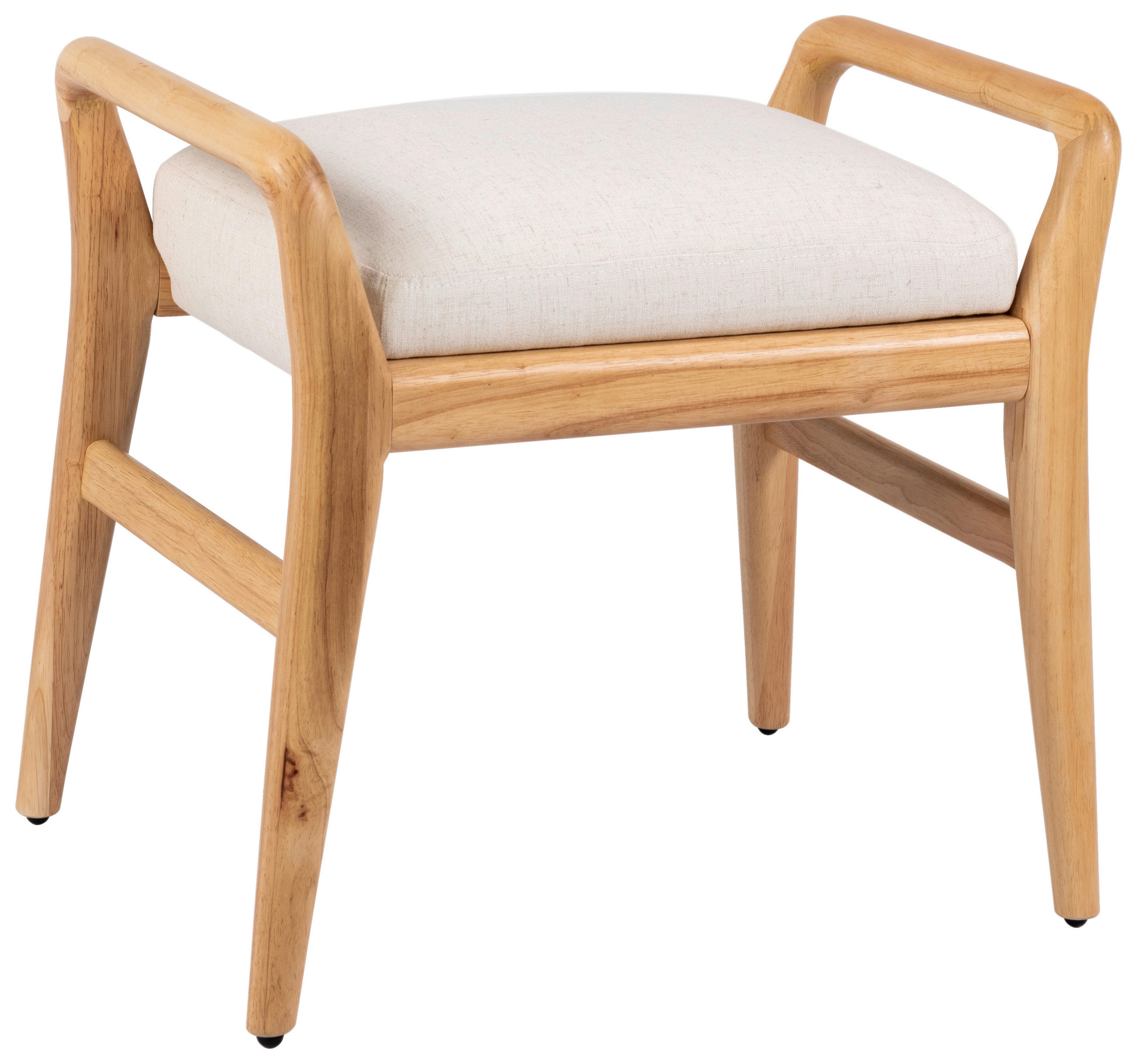SITZBANK 56,5/51/40 cm Leinenoptik Naturfarben Kautschukholz massiv  - Naturfarben, Design, Holz/Textil (56,5/51/40cm) - MID.YOU
