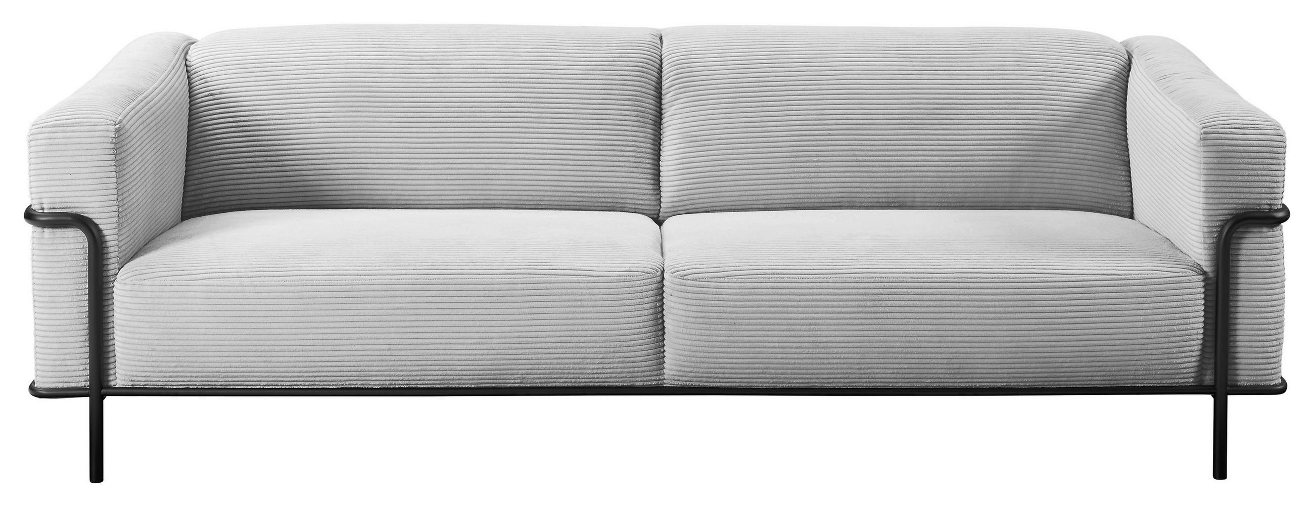 3-SITZER-SOFA Cord Grau  - Schwarz/Grau, Design, Textil/Metall (236/67/96cm) - Johann Jakob
