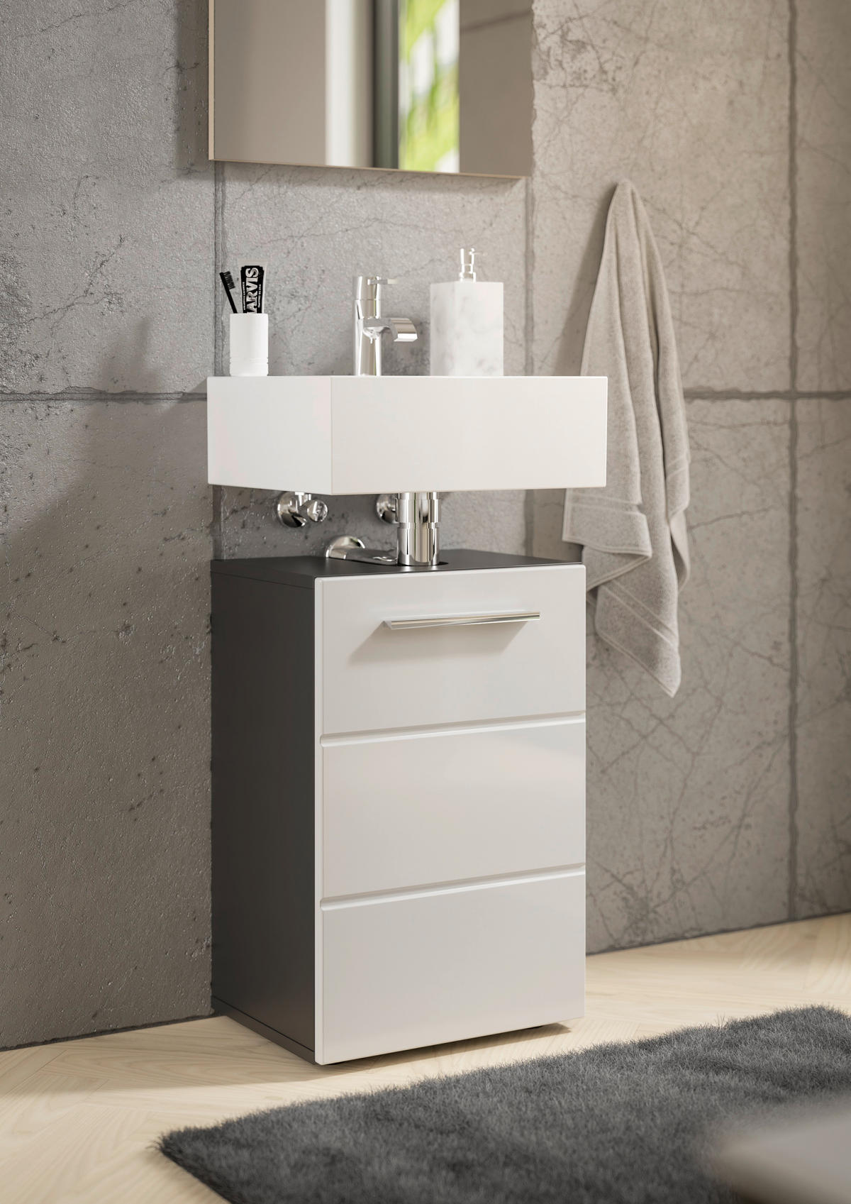 WASCHBECKENUNTERSCHRANK 40/60/31 cm  - Chromfarben/Weiß Hochglanz, KONVENTIONELL, Holzwerkstoff/Kunststoff (40/60/31cm) - Xora