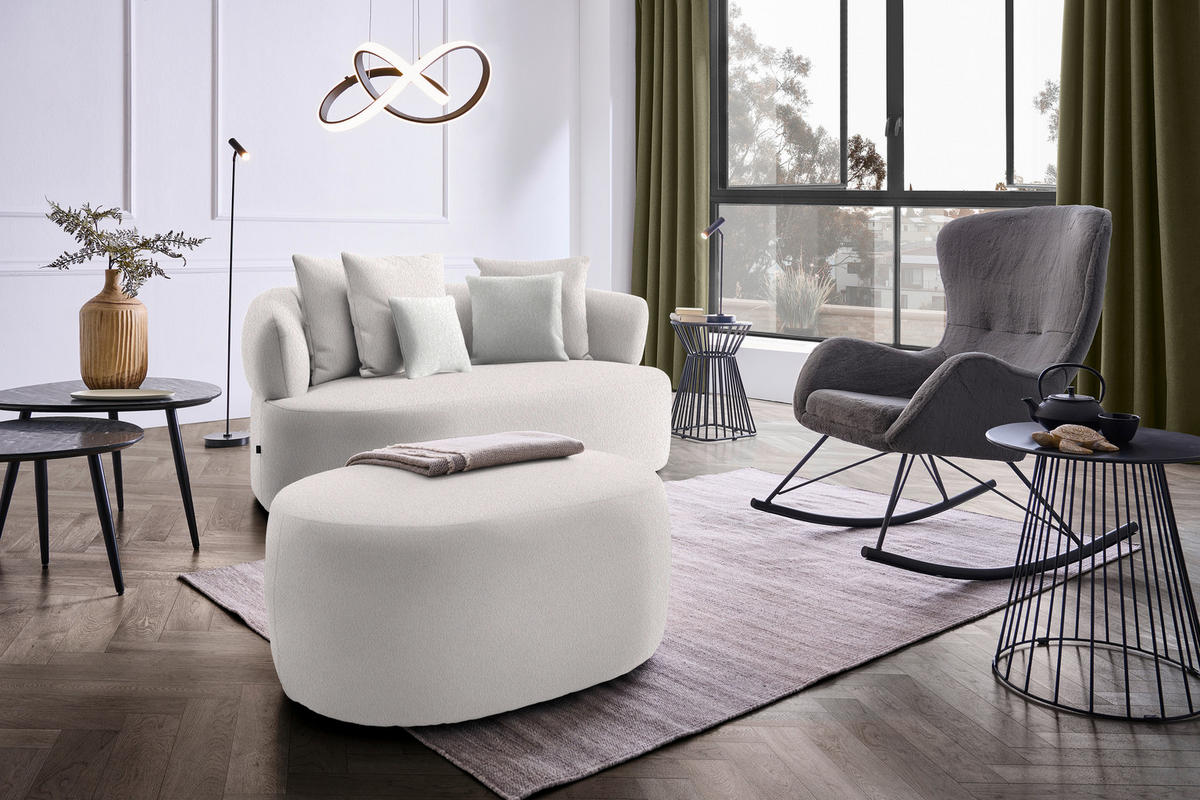 2-SITZER-SOFA in Bouclé Altrosa  - Sandfarben/Schwarz, MODERN, Kunststoff/Textil (177/86/105cm) - Hom`in