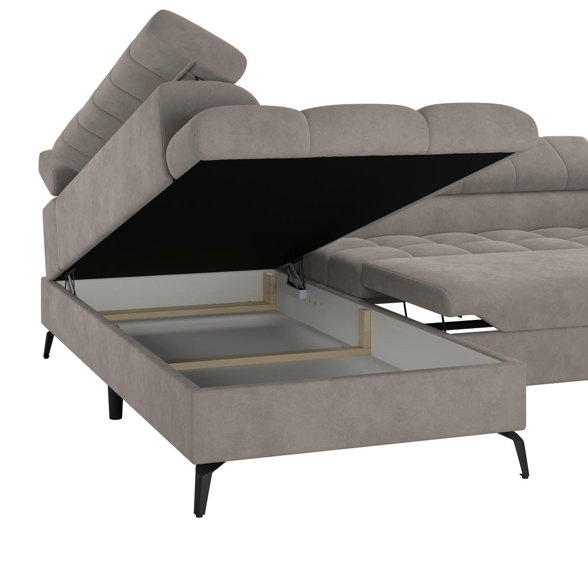 ECKSOFA in Grau  - Schwarz/Grau, Trend, Kunststoff/Textil (203/261cm) - Livetastic