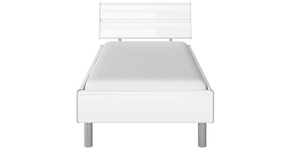 BETT 90/200 cm  in Weiß Hochglanz  - Weiß Hochglanz/Alufarben, Design, Holzwerkstoff/Metall (90/200cm) - Carryhome