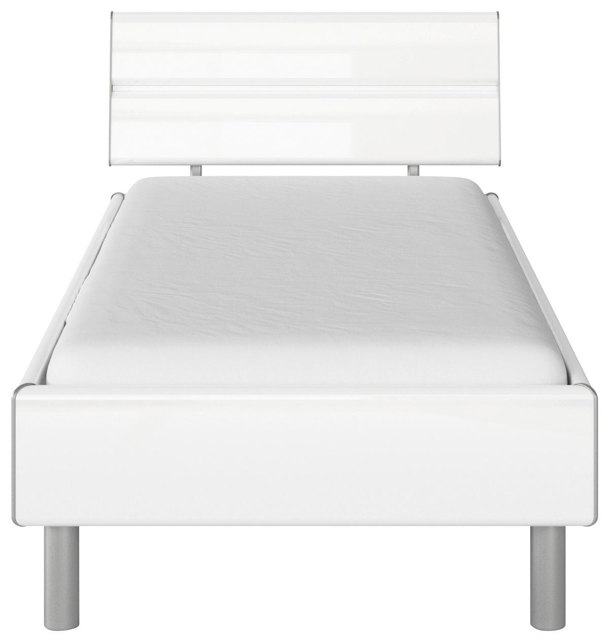 BETT 90/200 cm  in Weiß Hochglanz  - Weiß Hochglanz/Alufarben, Design, Metall (90/200cm) - Carryhome