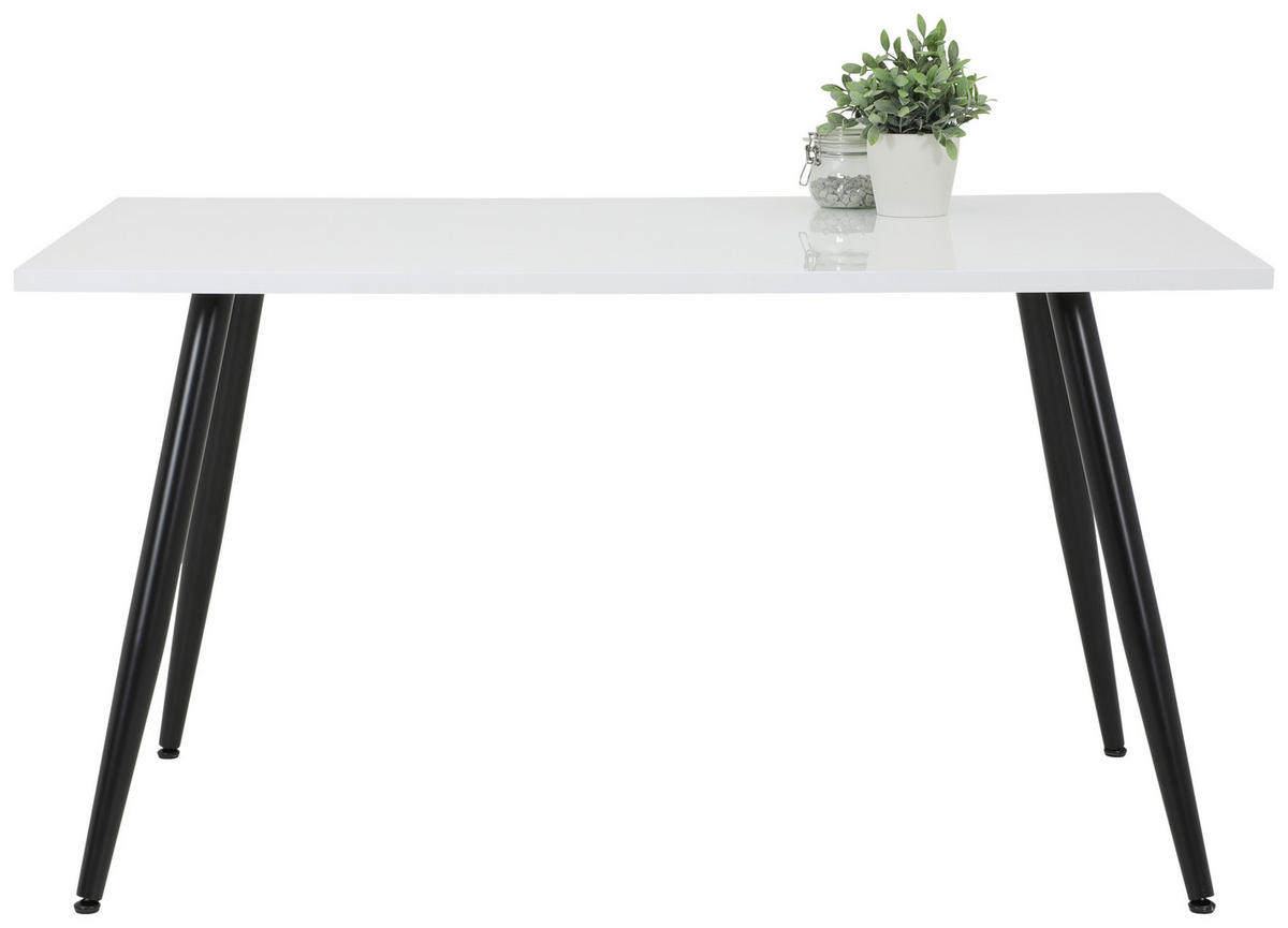ESSTISCH in Holzwerkstoff 140/80/76 cm  - Weiß Hochglanz/Schwarz, KONVENTIONELL, Holzwerkstoff/Metall (140/80/76cm) - Carryhome