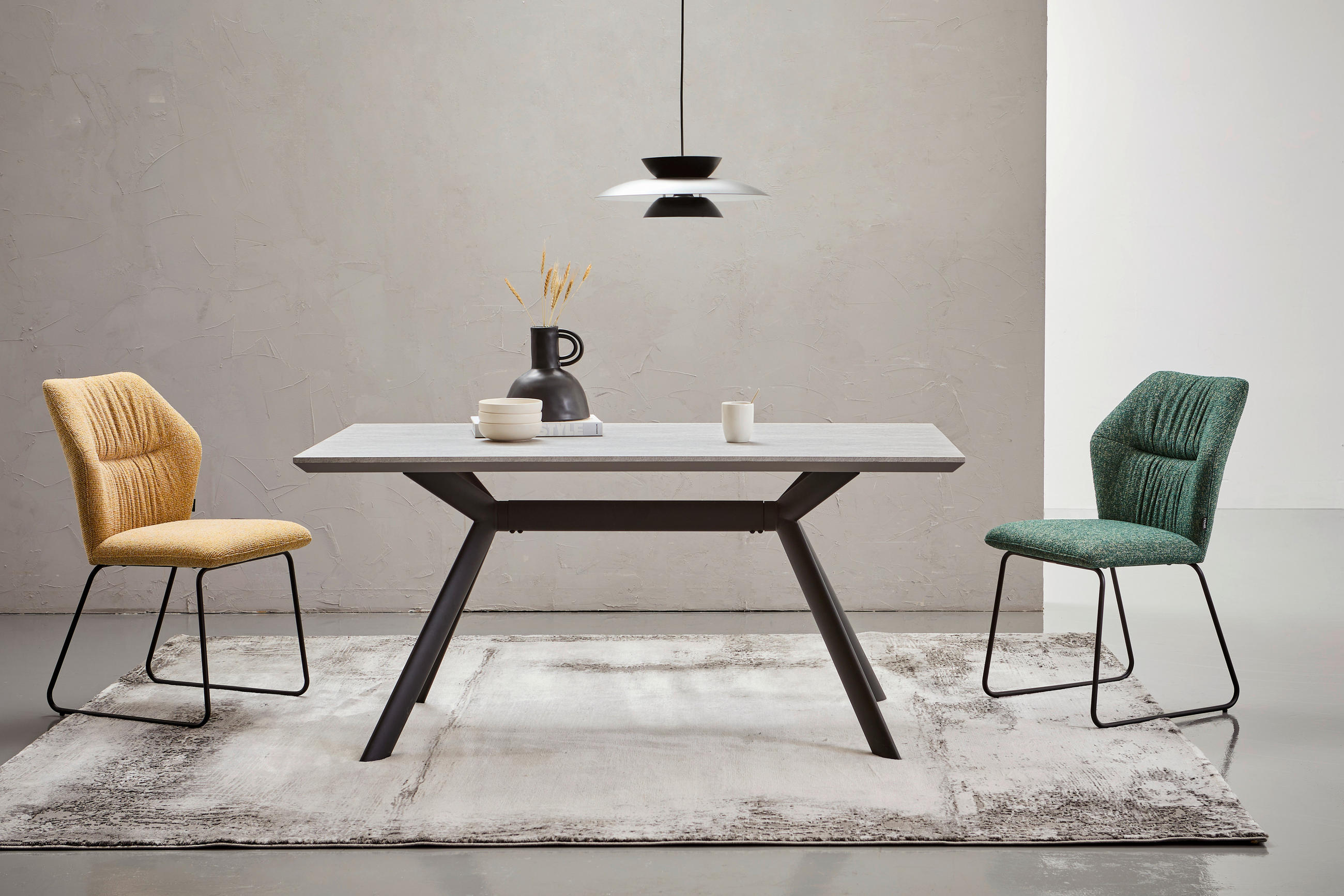 SCAUN in metal, textil galben  - galben/negru, Design, metal/textil (49/89,5/65cm) - Novel