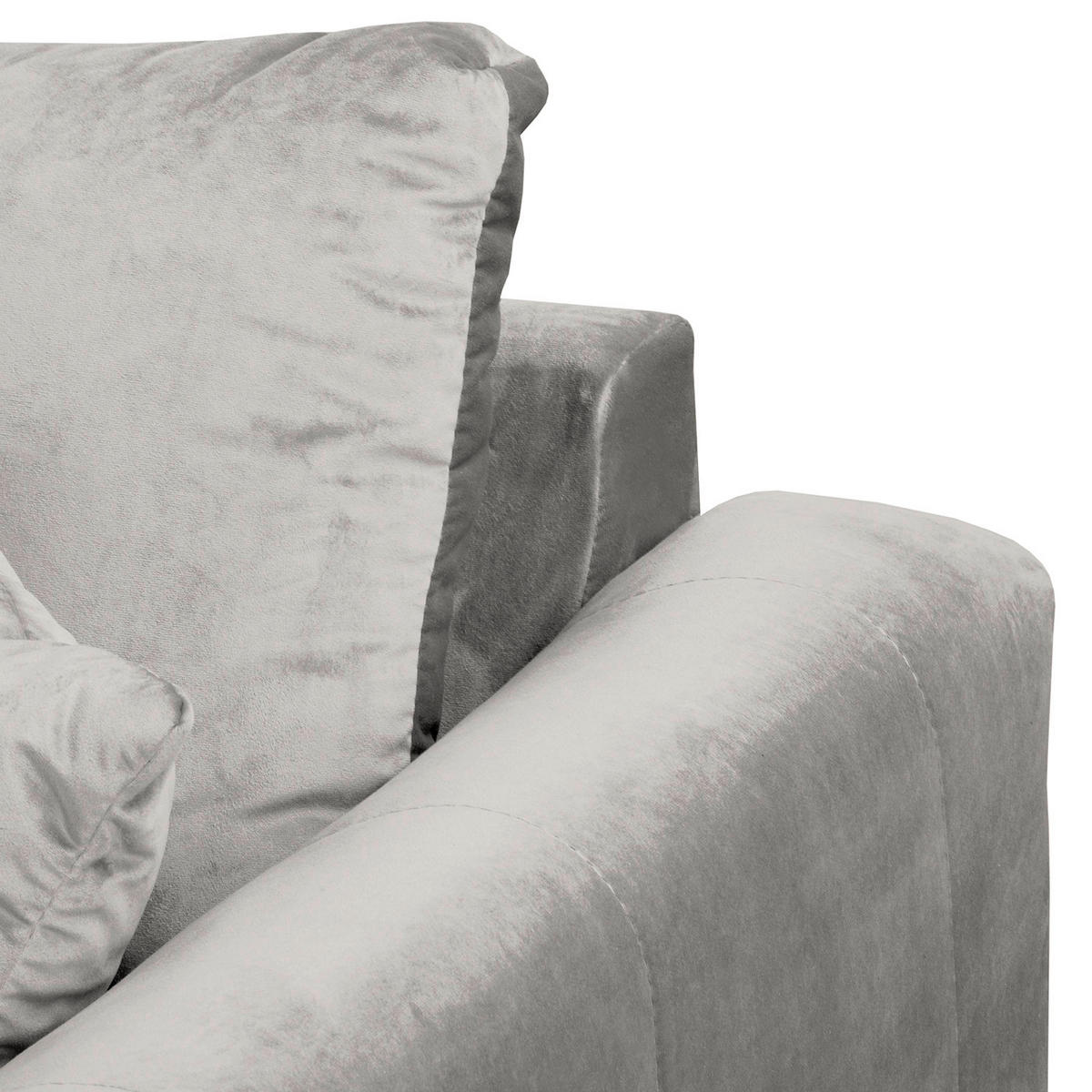 ECKSOFA inkl. Hocker Ariella Grau Samt Rückenkissen, Hocker  - Naturfarben/Grau, Design, Holz/Textil (231/161cm) - Livetastic