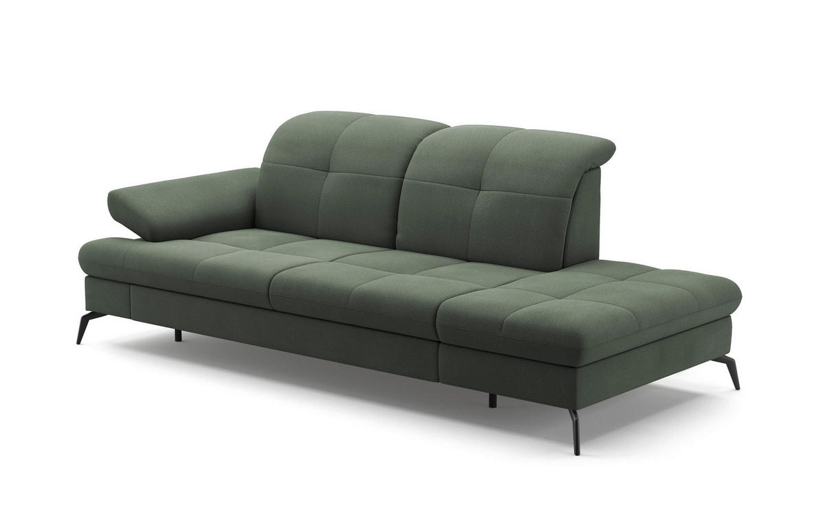 RÉCAMIERE in Flachgewebe Grün  - Schwarz/Grün, Konventionell, Textil/Metall (231/90/122cm) - Sit & More