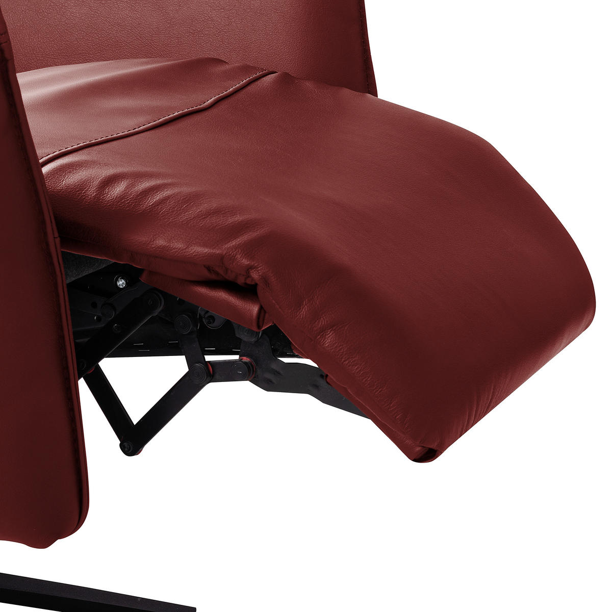 RELAXSESSEL Leder Kirschrot  - Schwarz/Kirschrot, Design, Leder/Metall (77/107/88cm) - Livetastic