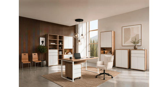 AKTENSCHRANK Weiß, Eichefarben  - Eichefarben/Weiß, KONVENTIONELL, Holzwerkstoff (80/198/41cm) - Carryhome