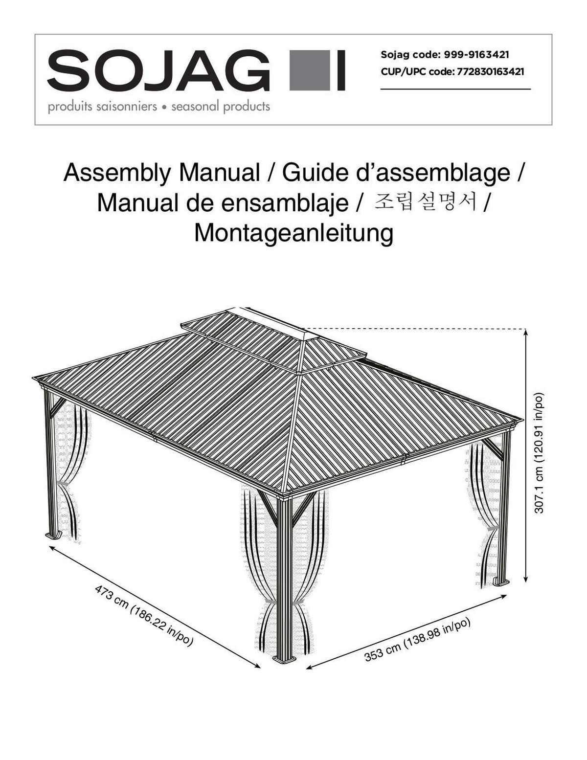 PAVILLON 483/307/363 cm   - Anthrazit, Basics, Metall (483/307/363cm)