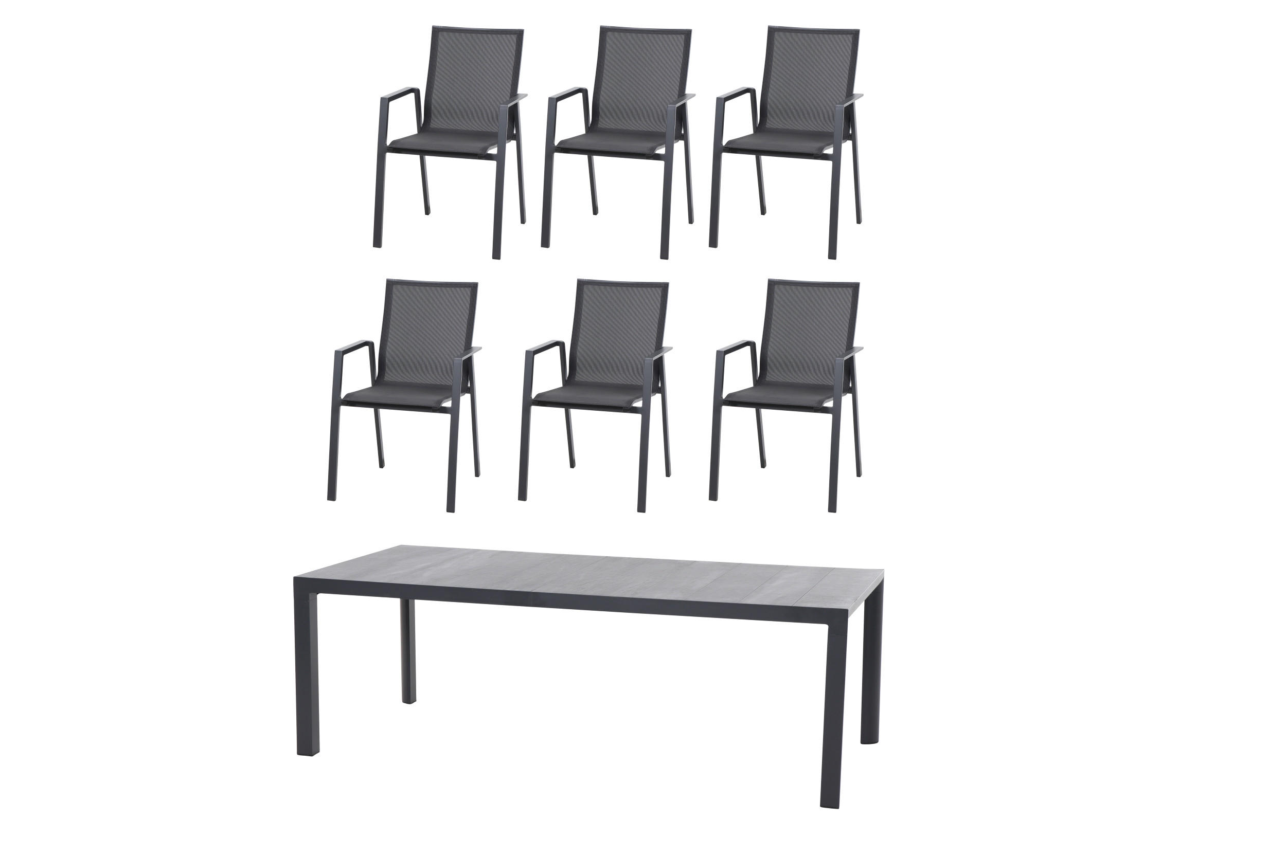 GARTENTISCHGRUPPE  - Anthrazit, MODERN, Keramik/Metall (100/88/220cm) - Siena Garden