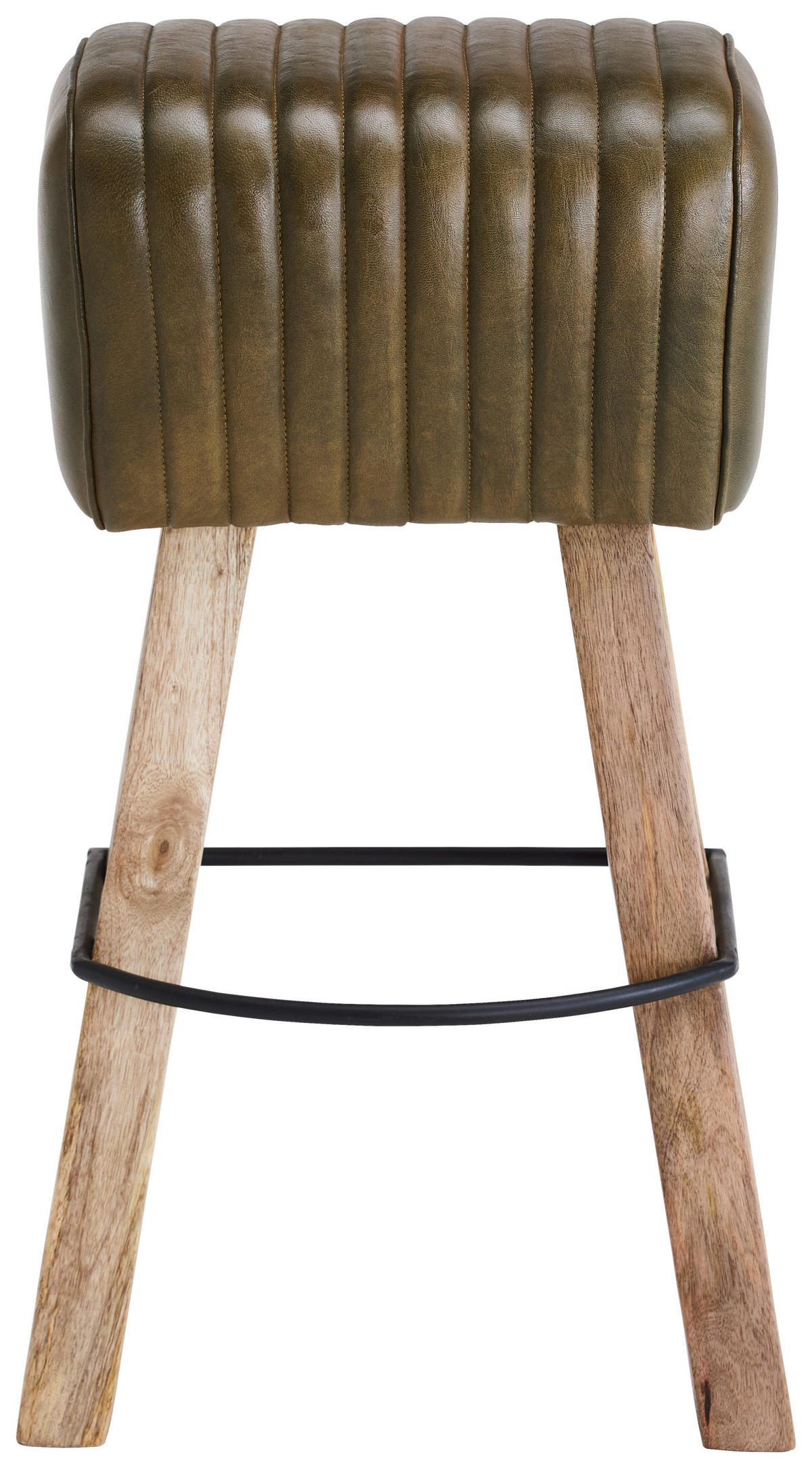 BARHOCKER Echtleder Grün Mangoholz Hartholz Typenauswahl  - Naturfarben/Grün, LIFESTYLE, Leder/Holz (43/74/37cm) - Landscape