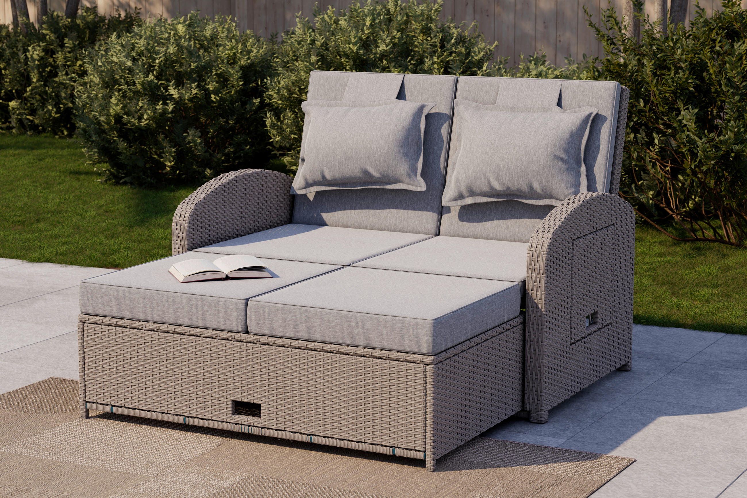 LOUNGESOFA 126/110/95/30,5/82/64 cm Stahl  - Grau, MODERN, Kunststoff/Textil (126/110/95/30,5/82/64cm) - Ambia Garden