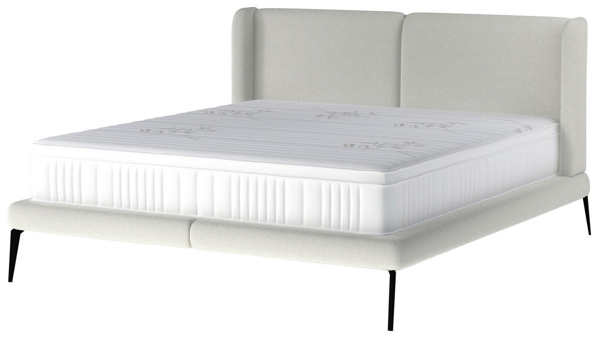 POLSTERBETT 180/200 cm  in Weiss  - Weiss/Schwarz, Modern, Textil/Metall (180/200cm) - Livetastic