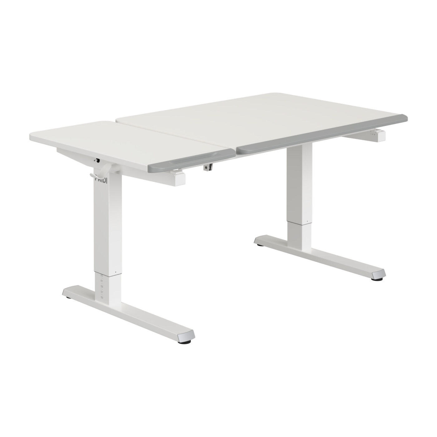 IFJÚSÁGI ÍRÓASZTAL 130/53-79/75 cm  - világosszürke/fehér, Basics, faalapú anyag/fém (130/53-79/75cm) - Paidi