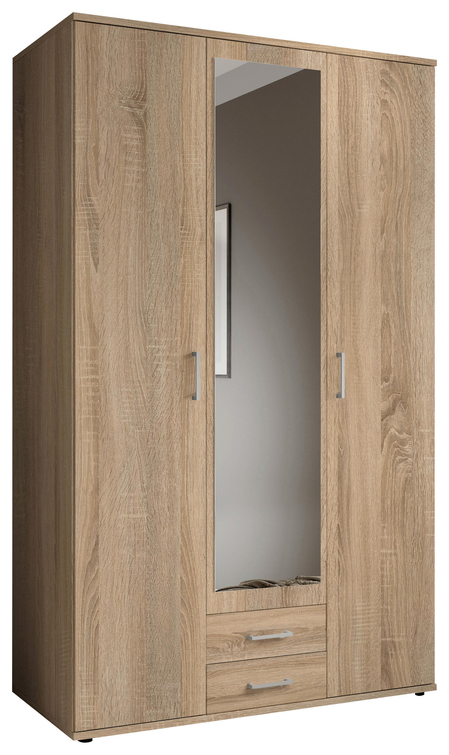OMARA ZA OBLAČILA, hrast sonoma - barve aluminija/hrast sonoma, Konvencionalno, umetna masa/steklo (120/196/53,5cm) - Carryhome