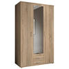 KLEIDERSCHRANK 120/196/53,5 cm 3-türig Sonoma Eiche  - Alufarben/Sonoma Eiche, KONVENTIONELL, Glas/Holzwerkstoff (120/196/53,5cm) - Boxxx